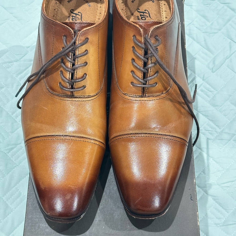 Florsheim Cap Toe Oxford Dress Shoes Brown Leather Size 11.5 D Mens Lace Up
